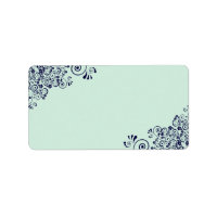 Mint Green & Navy Blue Lace Blank Mariage Adresse
