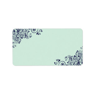 Étiquette Mint Green & Navy Blue Lace Blank Mariage Adresse