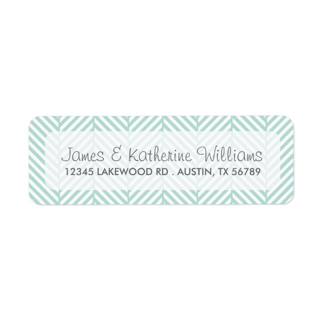 Étiquette Mint Herringbone Chevron Mariage moderne (Devant)