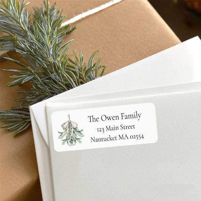 Étiquette Mistletoe de Noël Adresse de retour (Mistletoe Christmas return address label)