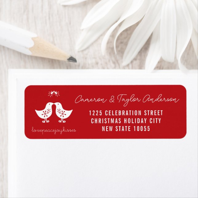 Étiquette Mistletoe Kissing Chicks Holiday Adresse de retour (En situation)