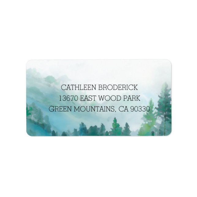 Étiquette Misty Green and White Rustic Woodland Adresse (Devant)