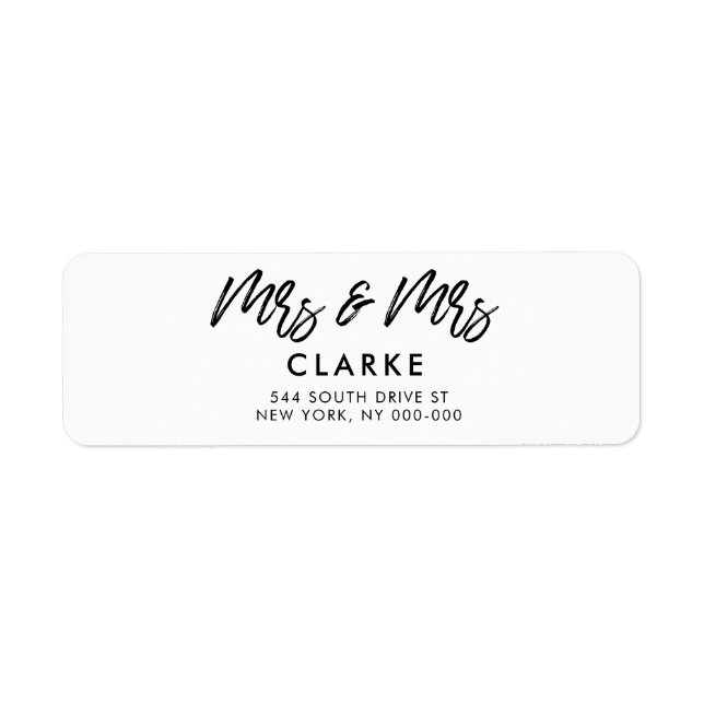 Étiquette Mme et Mme lesbienne mariage moderne adresse de re (Devant)