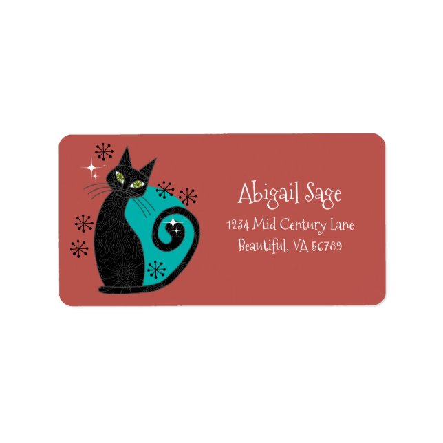 Étiquette Mmilieu du siècle moderne Atomique Chat Retro Adre (Devant)