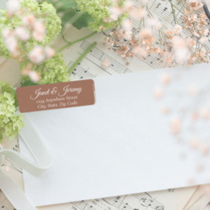 Étiquette Mocha Stylisé Noms Mariage Adresse de retour