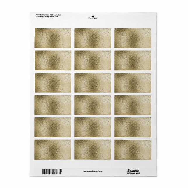 Étiquette Modèle d'apparence métallique texturé d'or personn (Feuille entière)