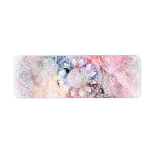 Étiquette Modèle de mandala blanc blanc Whimsical
