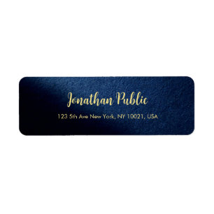Étiquette Modèle de texte bleu et or personnalisé avec adres