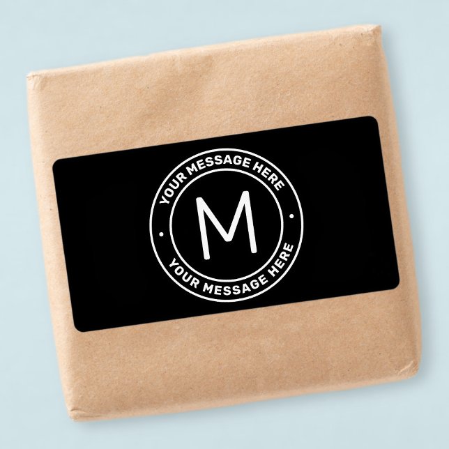 Étiquette Modèle de texte personnalisable | Noir et blanc (Créateur téléchargé)