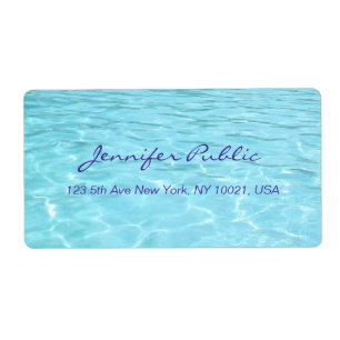 Étiquette Modèle d'eau bleue manuscrit Script élégant