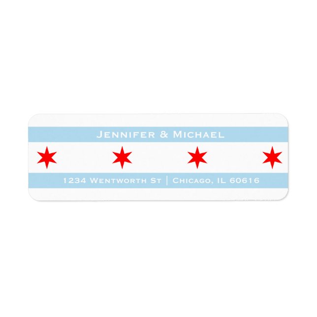 Étiquette Modèle du drapeau de Chicago | Red Stars | Bleu (Devant)