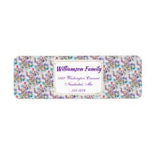 ÉTIQUETTE MODÈLE FLORAL DE COULEUR D'EAU BLANC