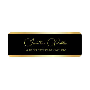 Étiquette Modèle moderne élégant Black Gold Adresse de retou