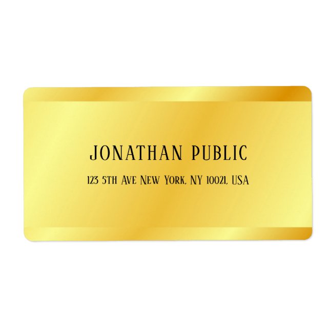 Étiquette Modèle Moderne Élégant Faux Or Tendance (Devant)