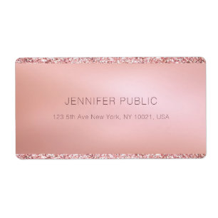 Étiquette Modèle personnalisé de rose gold pailleté pour exp