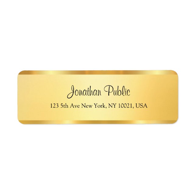 Étiquette Modèle personnalisé Faux Gold manuscrit (Devant)