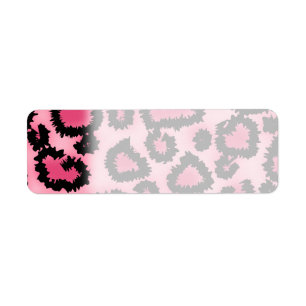 Étiquette Modèle rose et noir d'empreinte de léopard