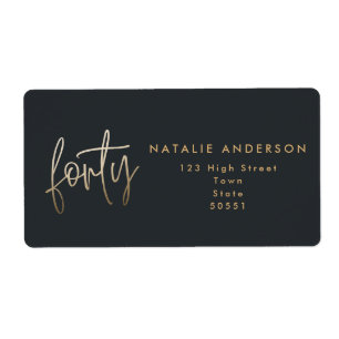 Étiquette Modern 40th birthday simple stylish elegant script