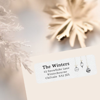 Étiquette Modern Black Hand-Drawn Minimalist Address Label