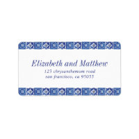 Modern Blue Mediterranean Mariage Adresse de retou