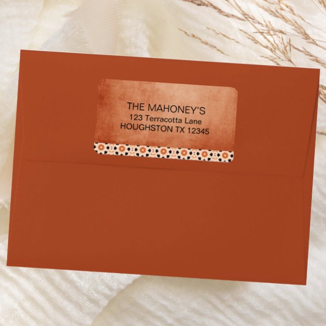 Étiquette Modern Boho Terracotta Tile Southwestern Adresse (Créateur téléchargé)