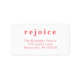 Étiquette Modern Bright Red Rejoice Christmas Card Address