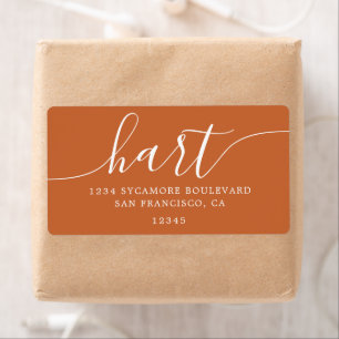 Étiquette Modern Burange Orange Script Famille Adresse de re