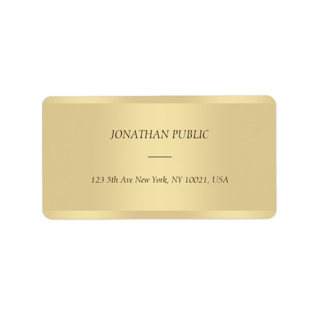 Étiquette Modern Chic Italic Nom de texte Trendy Gold Adress (Devant)