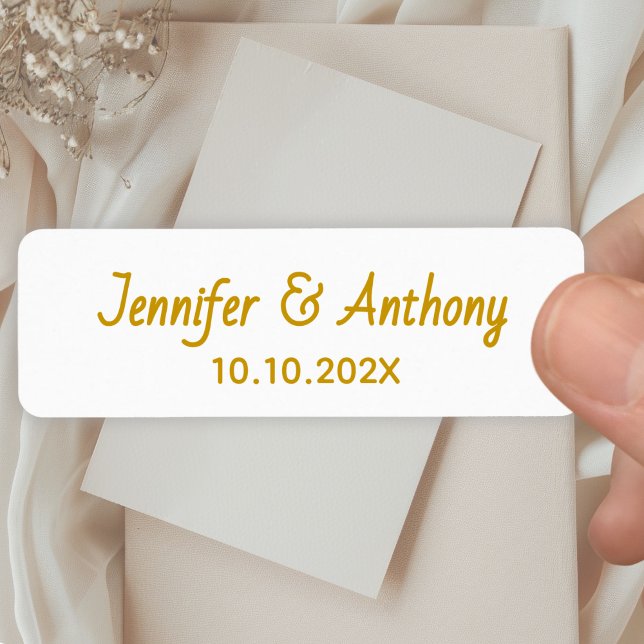 Étiquette Modern Couple Names & Date Wedding - Gold (Créateur téléchargé)