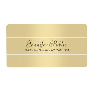 Étiquette Modern Elegant Gold White Script Name Shipping