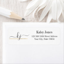 Modern Elegant Script Monogramme Adresse de retour