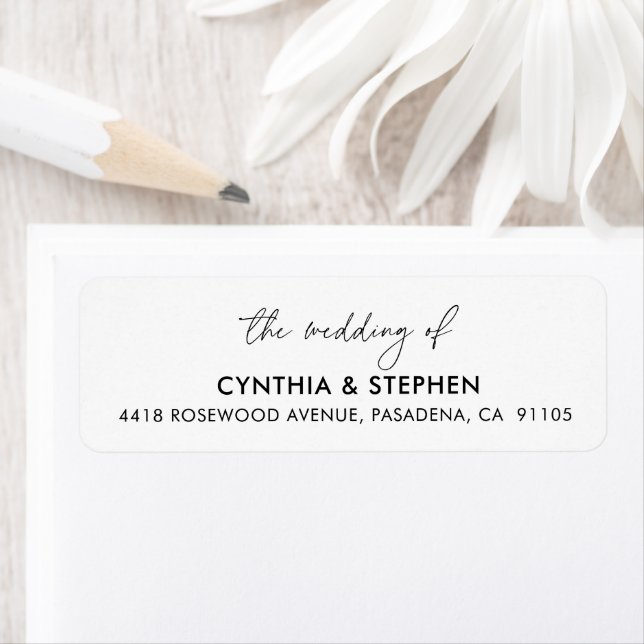Étiquette Modern Elegant Simple Wedding Return Address (En situation)