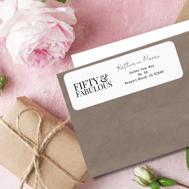 Étiquette Modern Fifty and Fabulous Bold 50th Birthday Party (Créateur téléchargé)