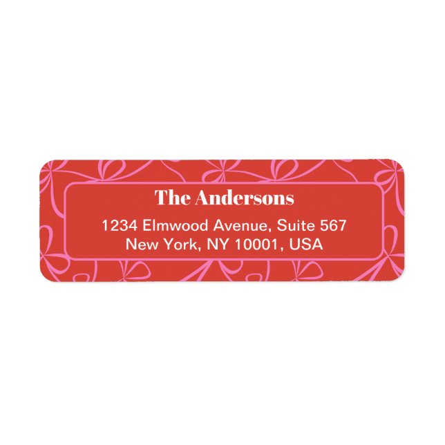Étiquette Modern Holiday Bold Red & Pink Ribbon Pattern (Devant)
