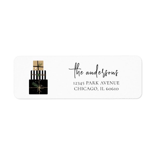 Étiquette Modern Joyeux Noël Cadeau Holiday Adresse de retou (Devant)
