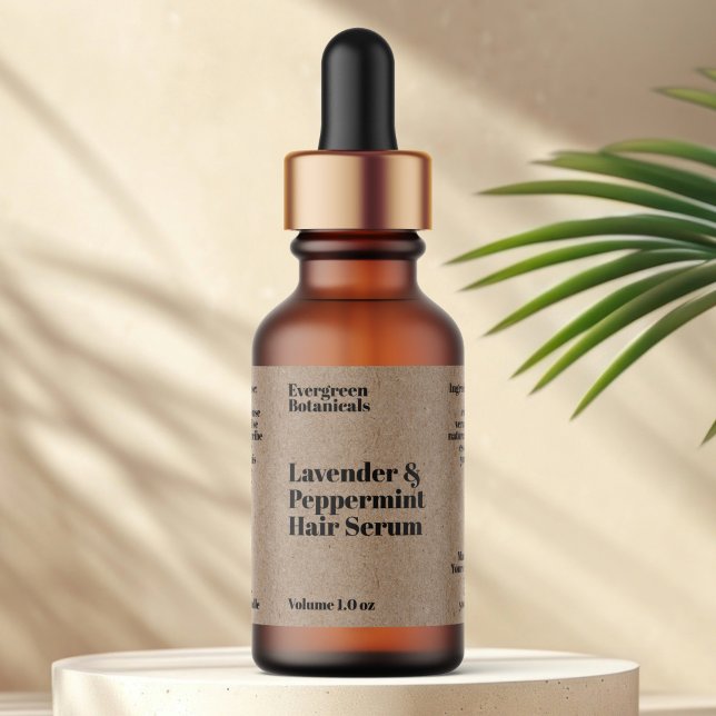 Étiquette Modern Kraft Paper Cosmetics Dropper Bottle Label (Créateur téléchargé)