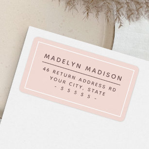 Étiquette Modern minimal blush pink return address