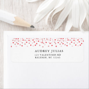 Étiquette Modern Pink Red Hearts Baby shower Adresse de reto