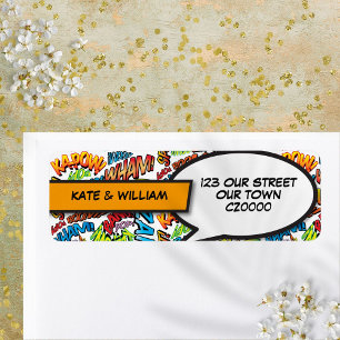 Étiquette Modern Retro Superhero Comic Book Retour Adresse