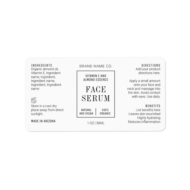 Étiquette Modern Simple 1 OZ 30ML Dropper Bottle Label (Devant)