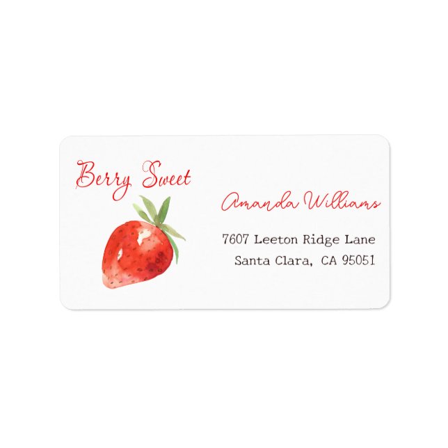 Étiquette Modern Strawberry Berry Sweet Baby shower Adresse (Devant)