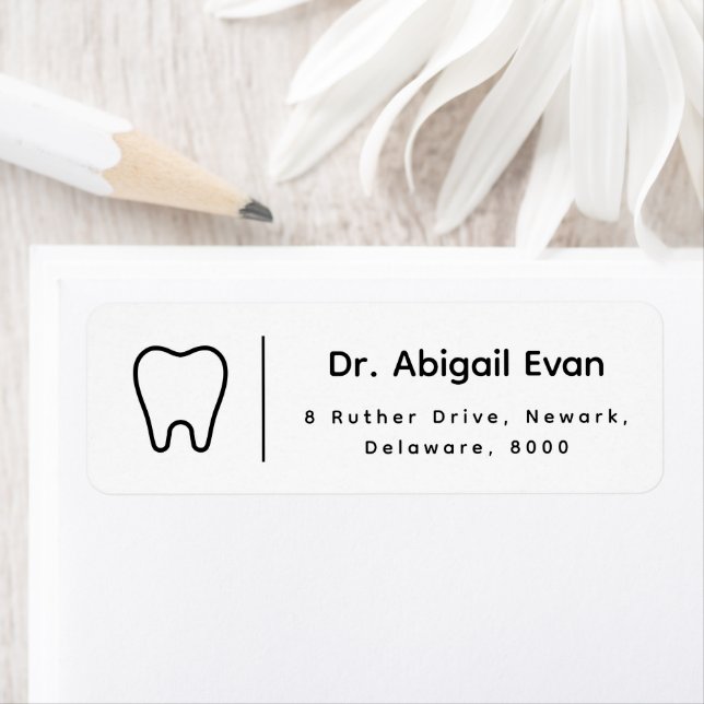 Étiquette Modern Tooth Icon Dental Clinique Adresse de retou (En situation)