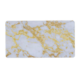 Étiquette Modern Trendy Gold Glitter Marble Photo