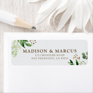 Étiquette Modern Watercolor Foliage Mariage Return Adresse