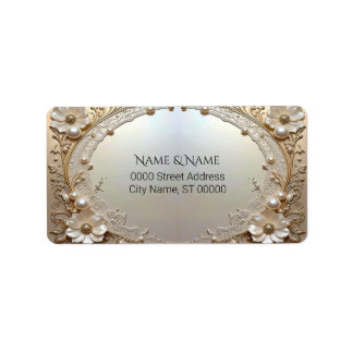 Étiquette Modern White Flowers Pearls Return Address Label