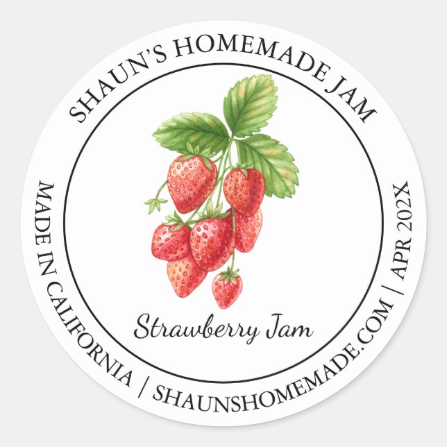 Étiquette moderne à la confiture de fraises (Devant)