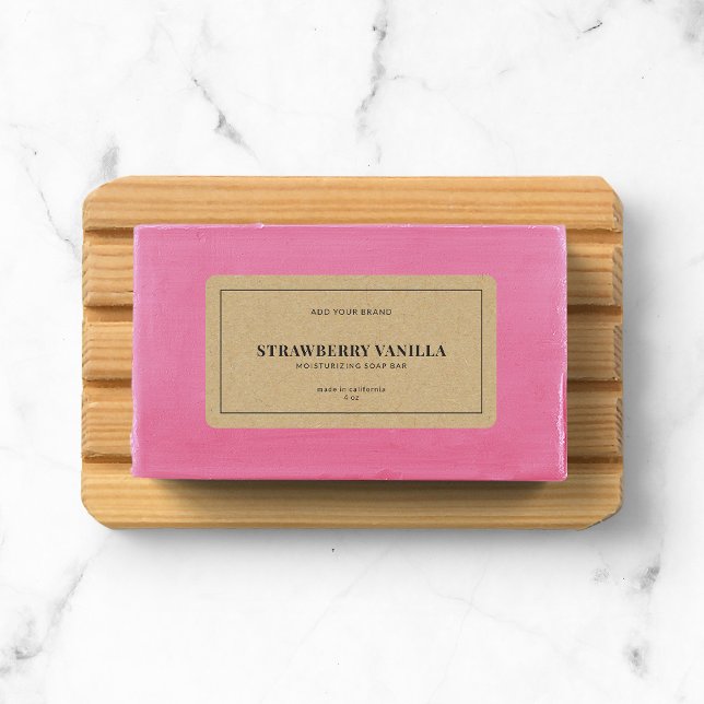 Étiquette Moderne Ajouter votre marque Gris Bordure Kraft pr (Créateur téléchargé)