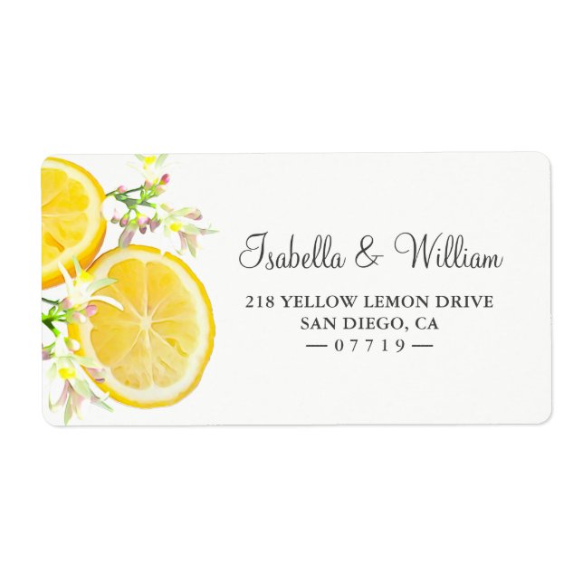 Étiquette Moderne Boho Lemon Branch Mariage d'été Adresse (Devant)