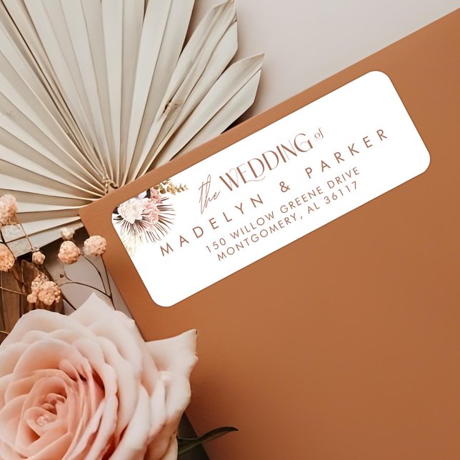 Étiquette Moderne Chic Bohème Aquarelle Mariage Floral (Modern Chic Bohemian Watercolor Floral Wedding Label)