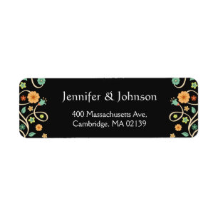 Étiquette Moderne Classé Black Swirl Floral élégant RSVP